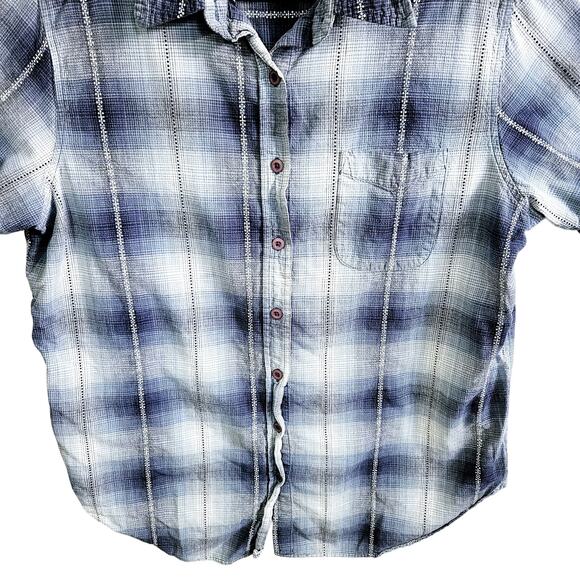 Elements Women's Plus Size 16W Short Sleeve Plaid Button Up Casual Grunge Cotton - Picture 3 of 6